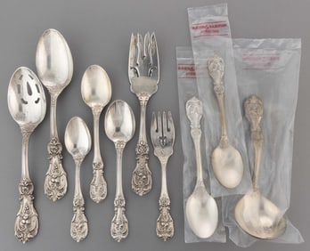 REED & BARTON "FRANCIS I" STERLING SILVER FLATWARE AND SERVING UTENSILS, LOT OF TEN