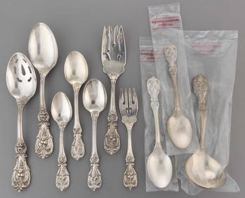 REED & BARTON "FRANCIS I" STERLING SILVER FLATWARE AND SERVING UTENSILS, LOT OF TEN (1 of 1)