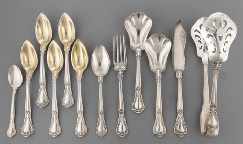 GORHAM "CHANTILLY" STERLING SILVER FLATWARE AND SERVING UTENSILS, LOT OF 11