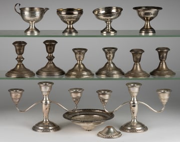 LAPIERRE AND OTHER WEIGHTED STERLING SILVER ARTICLES, LOT OF 13