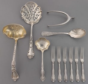 MAUSER MFG. CO. AND OTHER STERLING SILVER FLATWARE AND SERVING UTENSILS, LOT OF 11