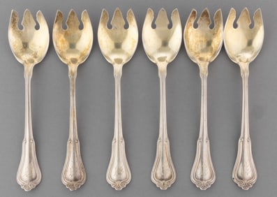 GORHAM "NORFOLK / VILLA NORFOLK" STERLING SILVER ICE CREAM FORKS, SET OF SIX