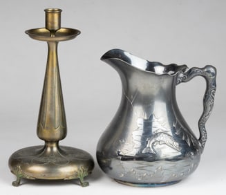 PAIRPOINT ENGRAVED-DECORATED SILVER-PLATED ARTICLES, LOT OF TWO