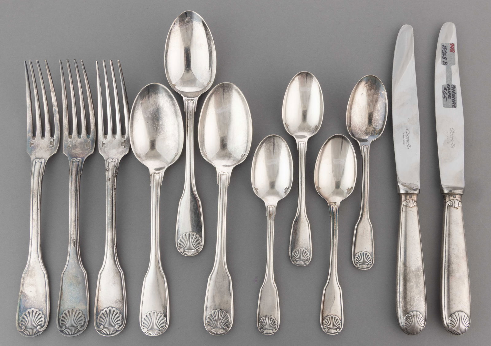 CHRISTOFLE FRENCH "VENDOME - ARCANTIA" SILVER-PLATED FLATWARE, LOT OF 12 (1 of 1)