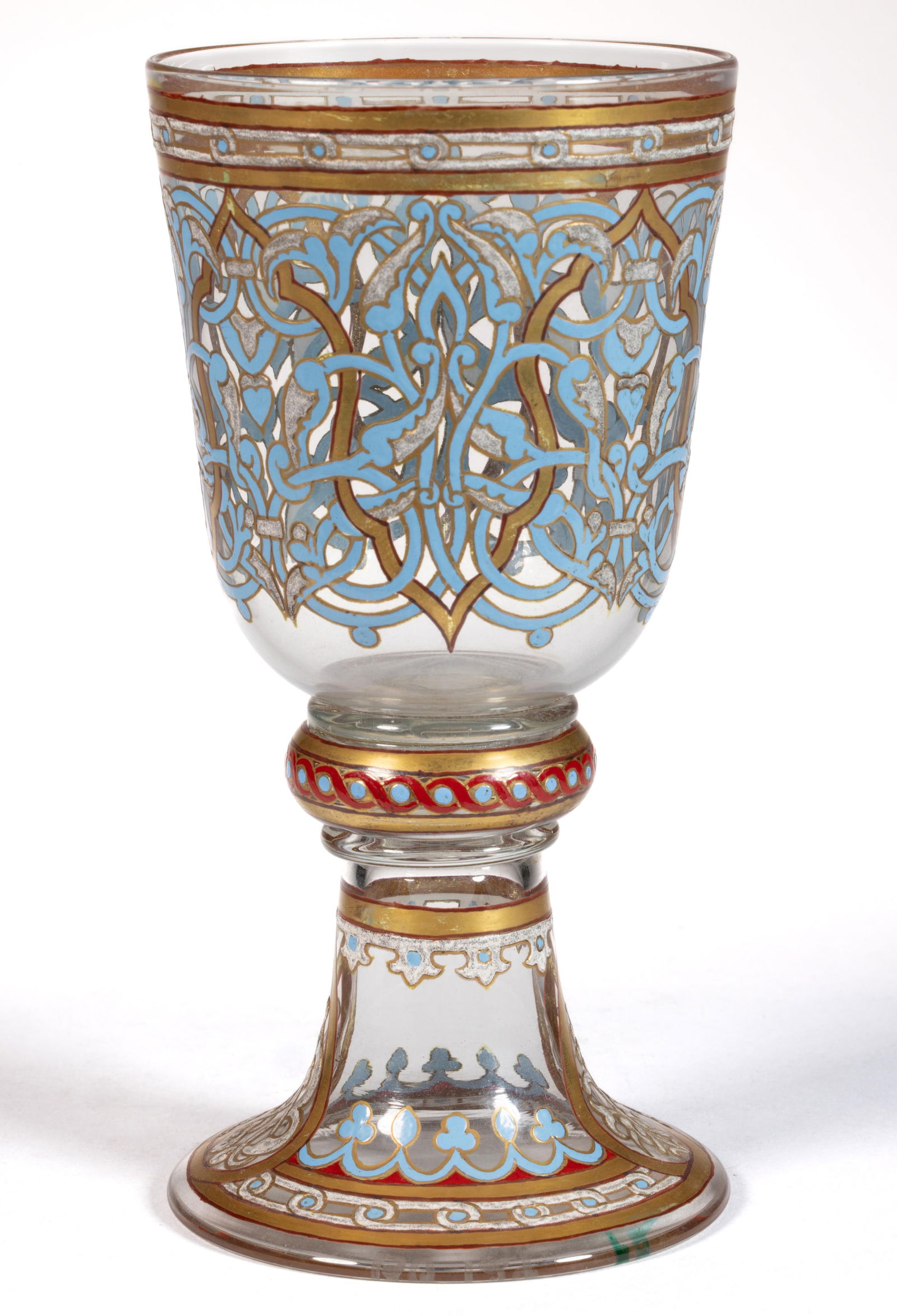 SIGNED LOBMEYR PERSIAN-STYLE ENAMELED AND GILT-DECORATED ART GLASS GOBLET (1 of 3)