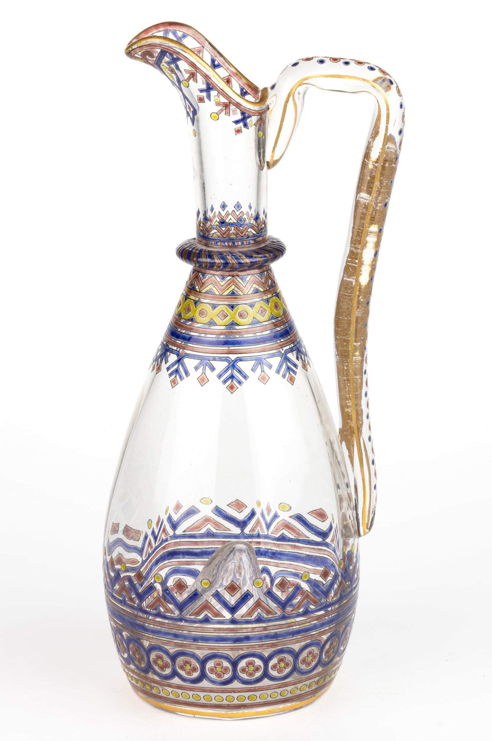 RUSSIAN FREE-BLOWN AND ENAMEL-DECORATED GLASS EWER (1 of 3)