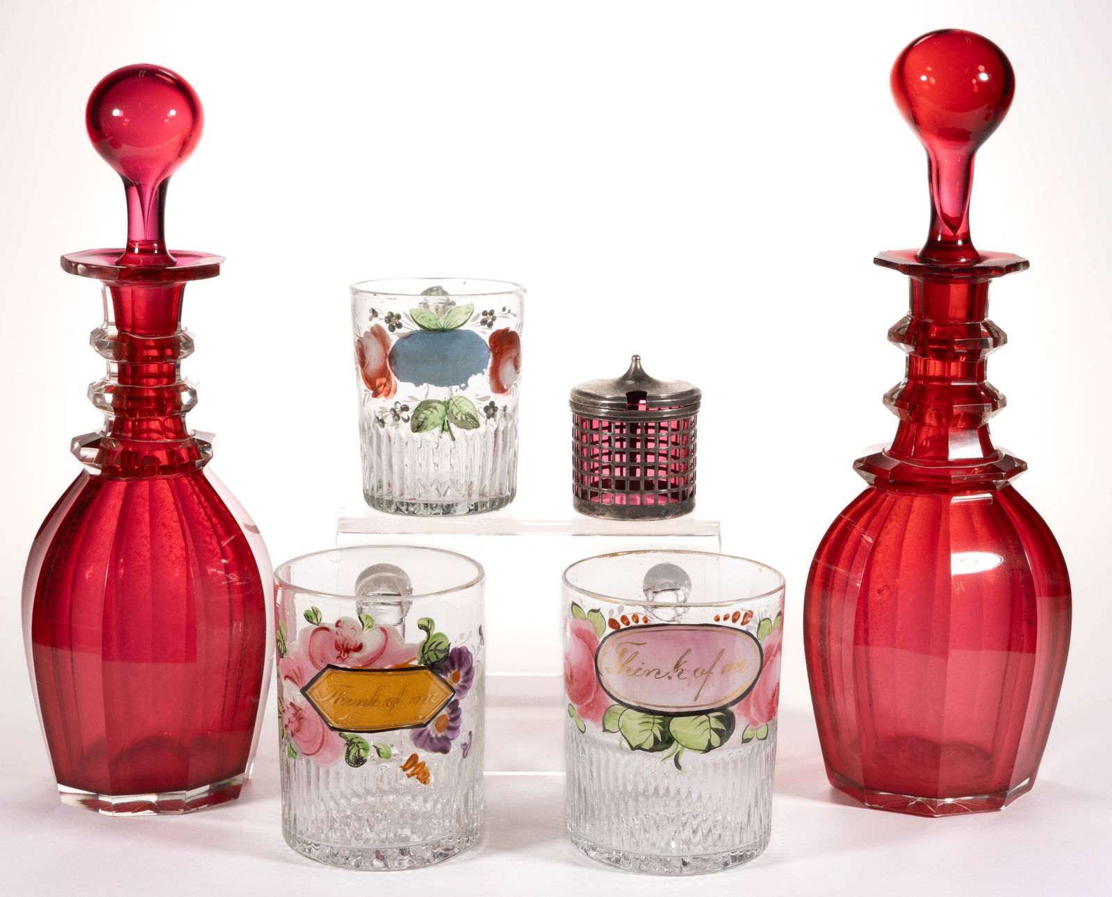 ASSORTED BOHEMIAN GLASS ARTICLES, LOT OF SIX (1 of 2)