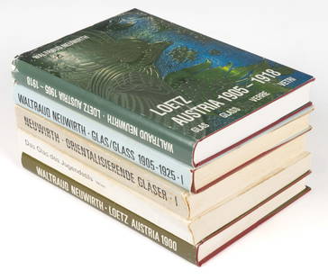 BOHEMIAN / CZECH GLASS REFERENCE VOLUMES, LOT OF FIVE: BOHEMIAN / CZECH GLASS REFERENCE VOLUMES, LOT OF FIVE, Waltraud Neuwirth, Orientalisierende Glaser - J. & L. Lobmeyr, Band I; Das Glas des Jugendstils; Glass 1905-1925 - From A