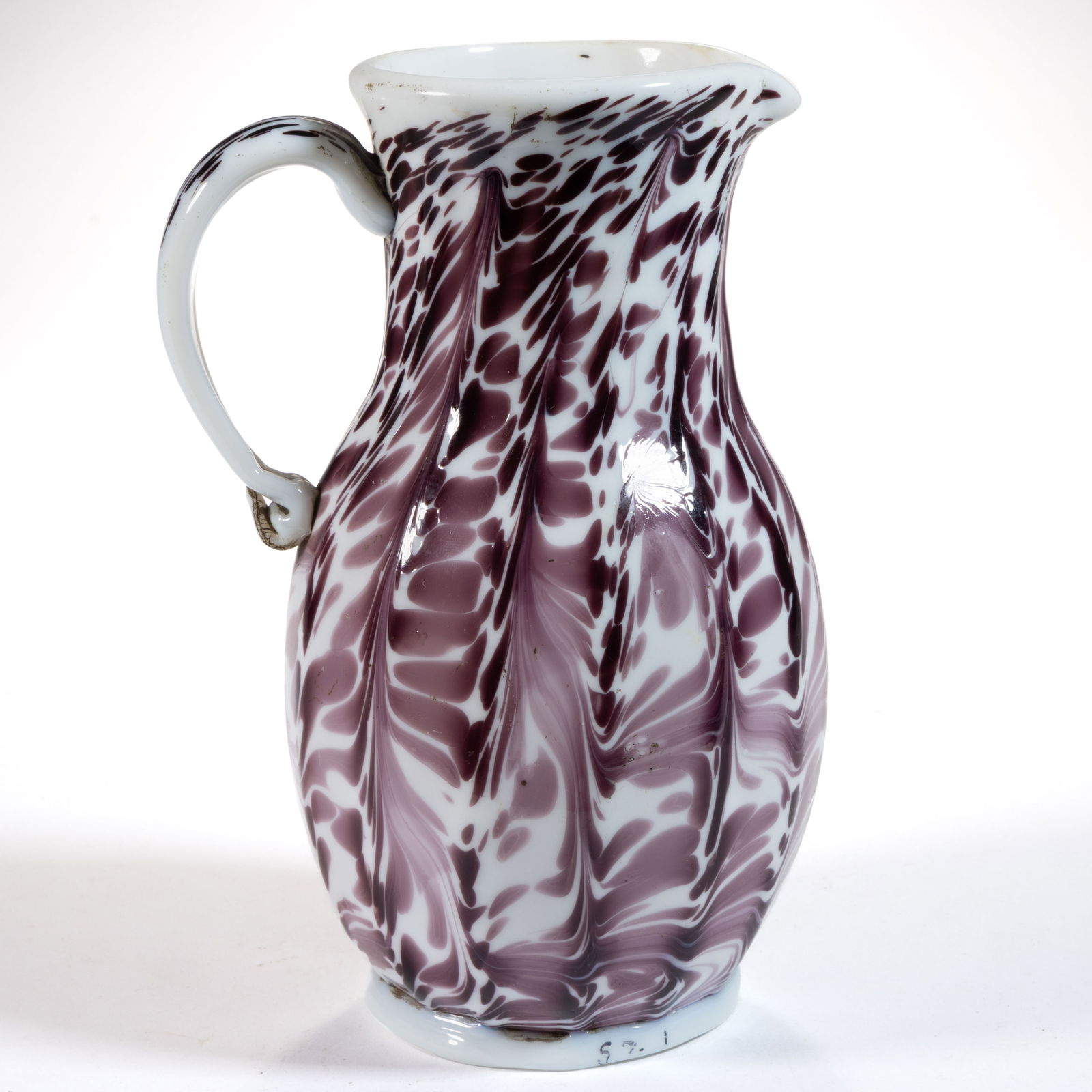 CONTINENTAL PATTERN-MOLDED AND SPATTER-DECORATED GLASS PITCHER / JUG (1 of 5)
