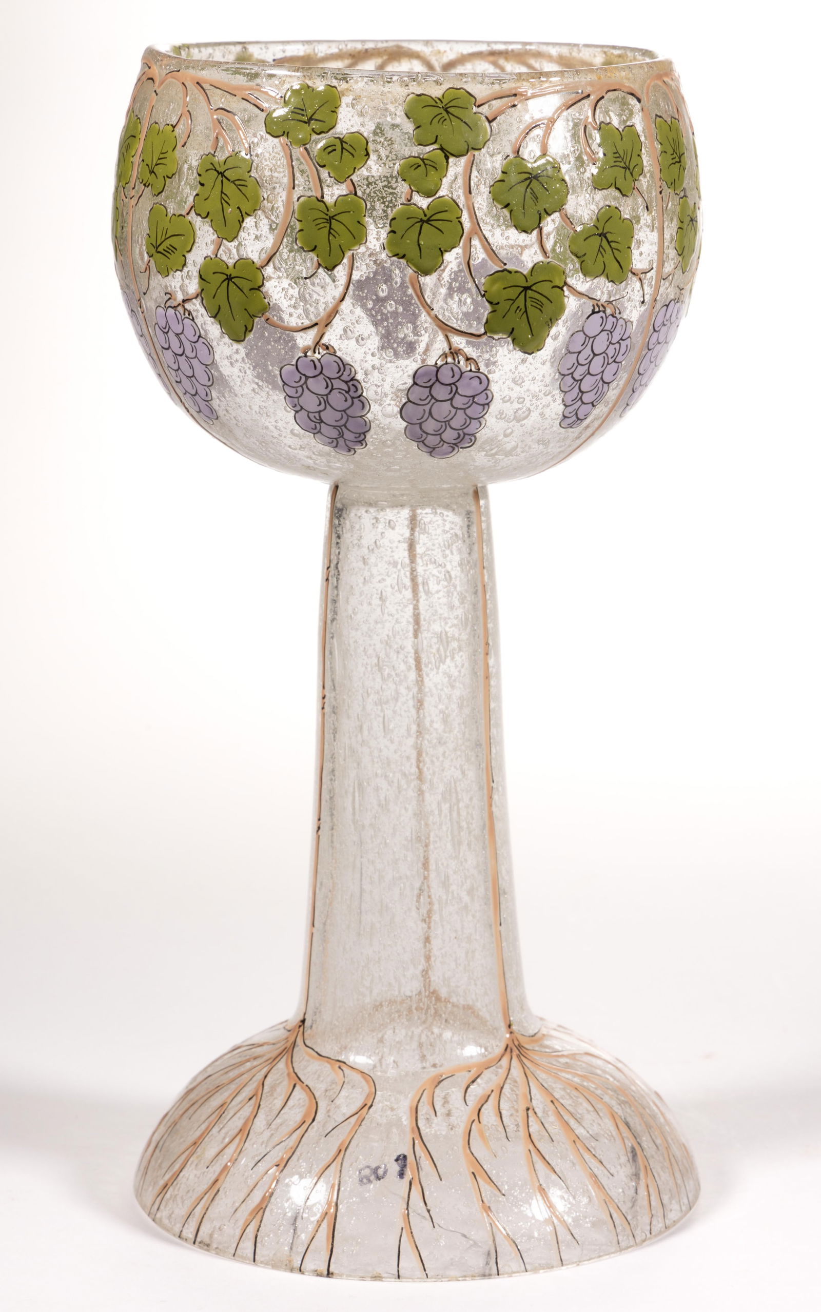 MARIE WILFERT-WALTL (CZECH, B. 1876) FOR LOETZ ENAMEL-DECORATED SCHAUMGLAS ART GLASS VASE (1 of 2)