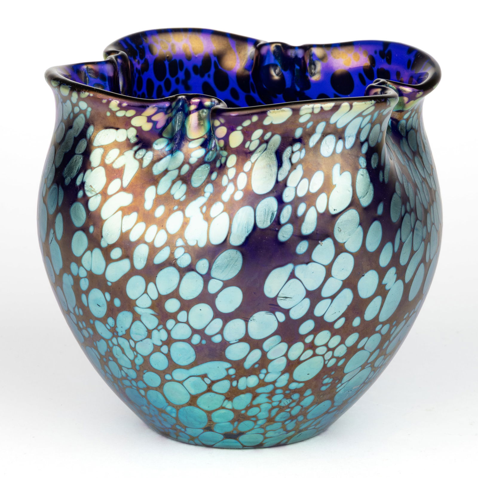 LOETZ COBALT PAPILLON IRIDESCENT ART GLASS VASE (1 of 2)