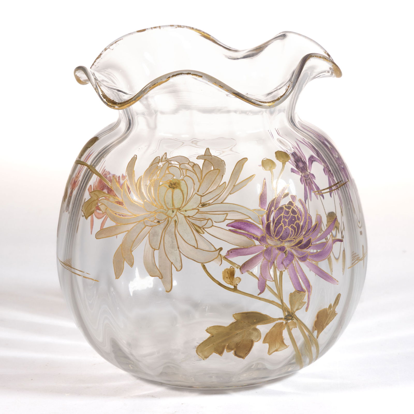 MT. WASHINGTON ENAMEL-DECORATED ART GLASS ROSE BOWL / VASE (1 of 4)