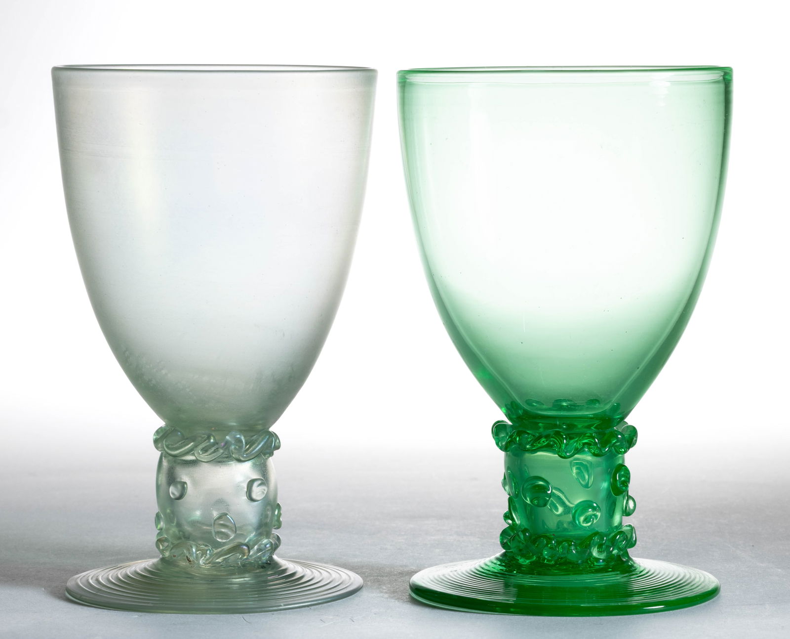 STEUBEN SHAPE 5067 ART GLASS ROEMER-TYPE GOBLETS, LOT OF TWO (1 of 2)