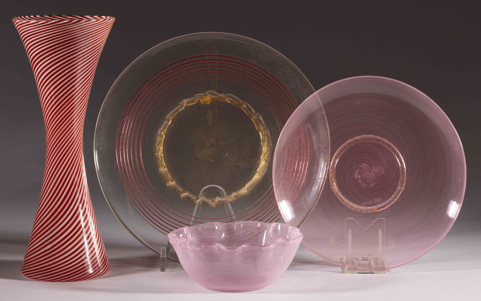 VENETIAN SWIRLED ART GLASS ARTICLES, LOT OF FOUR (1 of 1)