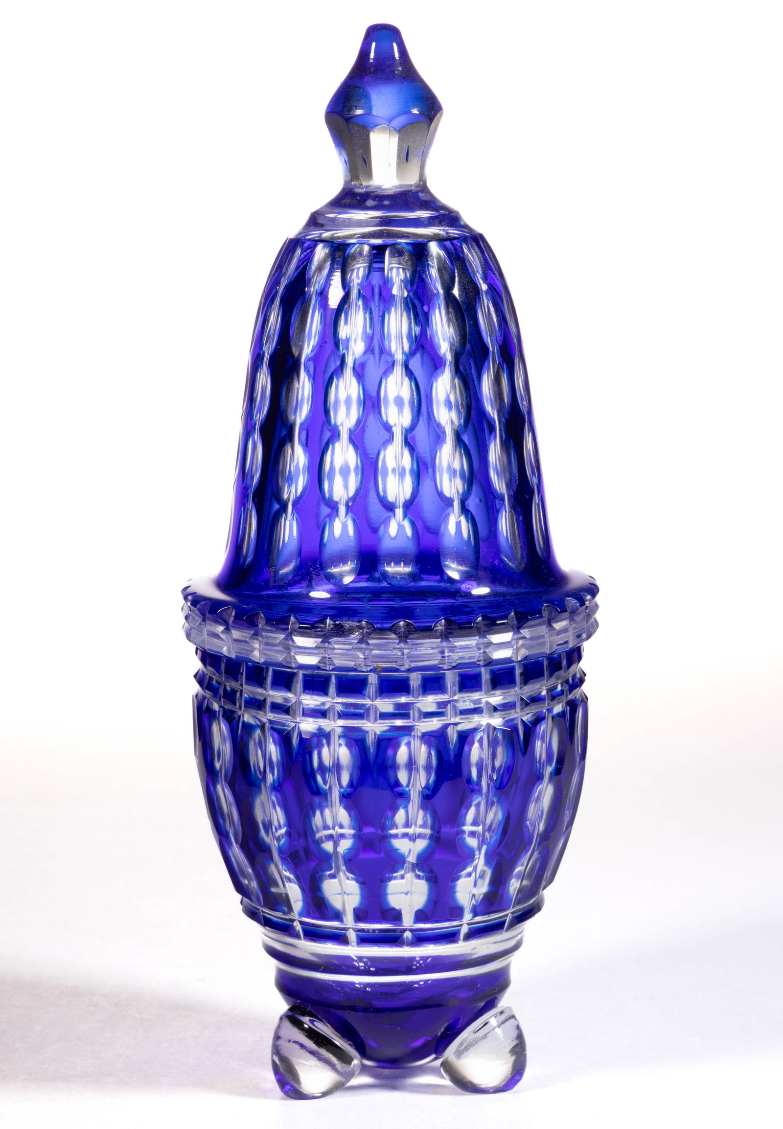 BOHEMIAN / CZECH ART DECO CUT-OVERLAY GLASS COVERED JAR (1 of 2)