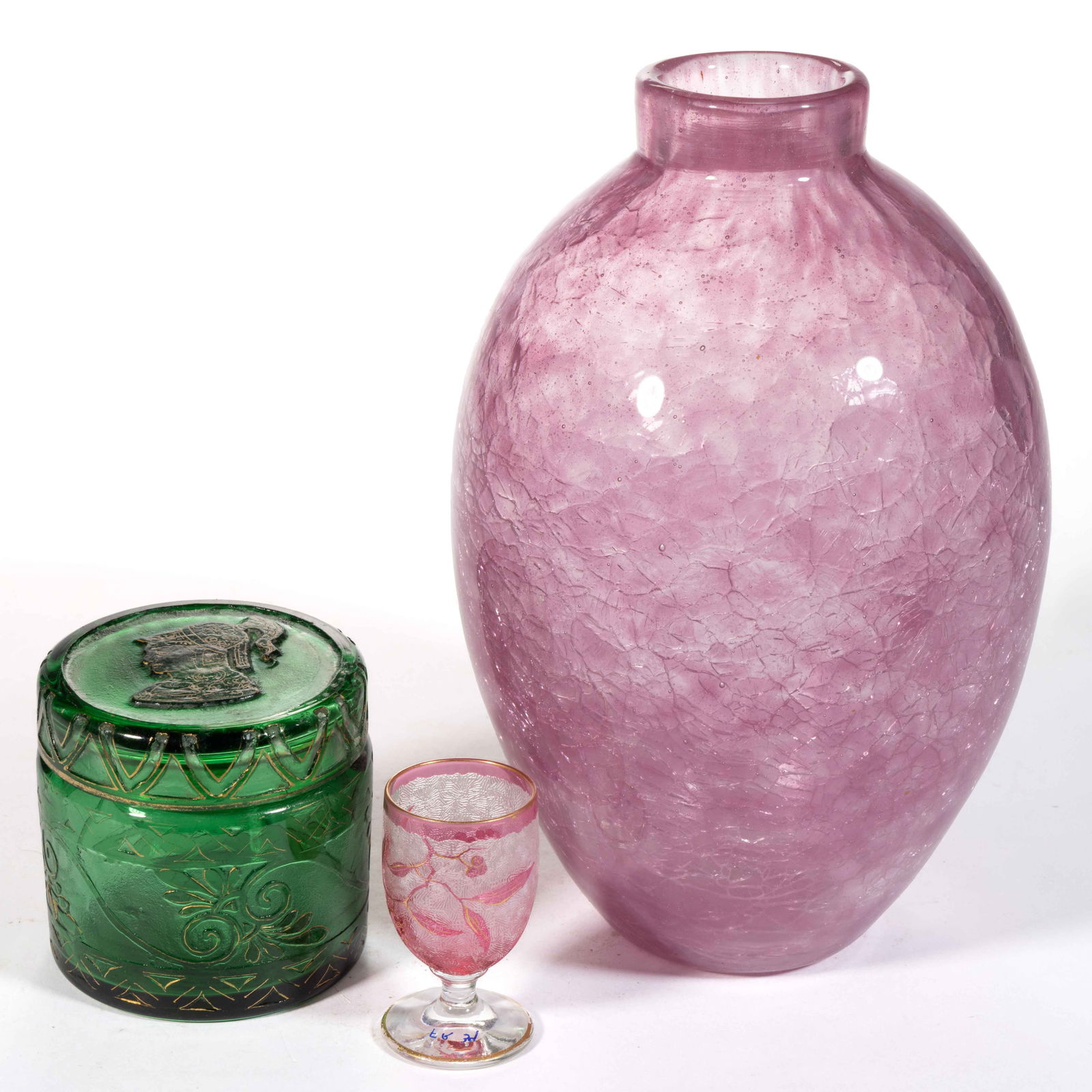 ASSORTED FRENCH ART GLASS ARTICLES, LOT OF THREE (1 of 2)