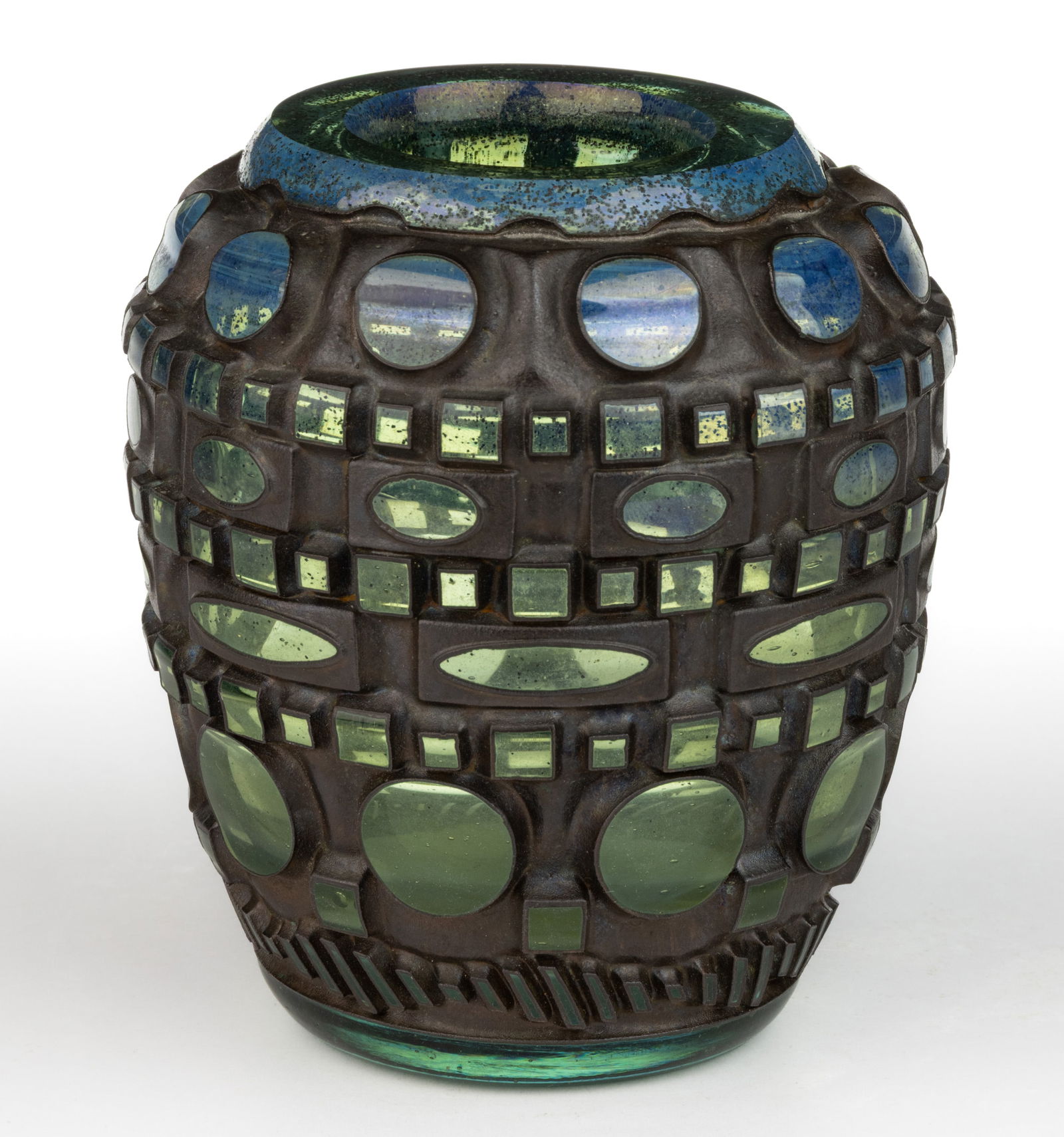 MICHAEL M. GLANCY (AMERICAN, 1950-2020) CROWN JEWEL II ELECTROFORMED STUDIO ART GLASS VASE (1 of 3)