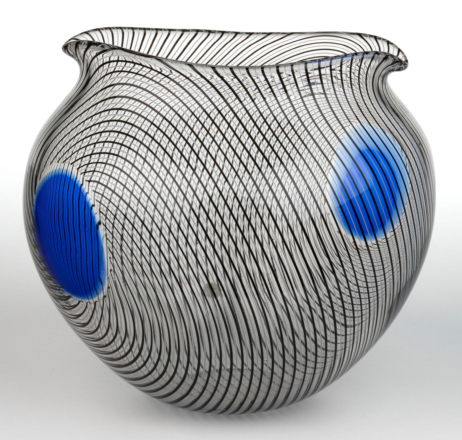 GIAMPAOLO SEGUSO (ITALIAN, B. 1942) VASO CIELO SWIRLED STUDIO ART GLASS VASE (1 of 3)