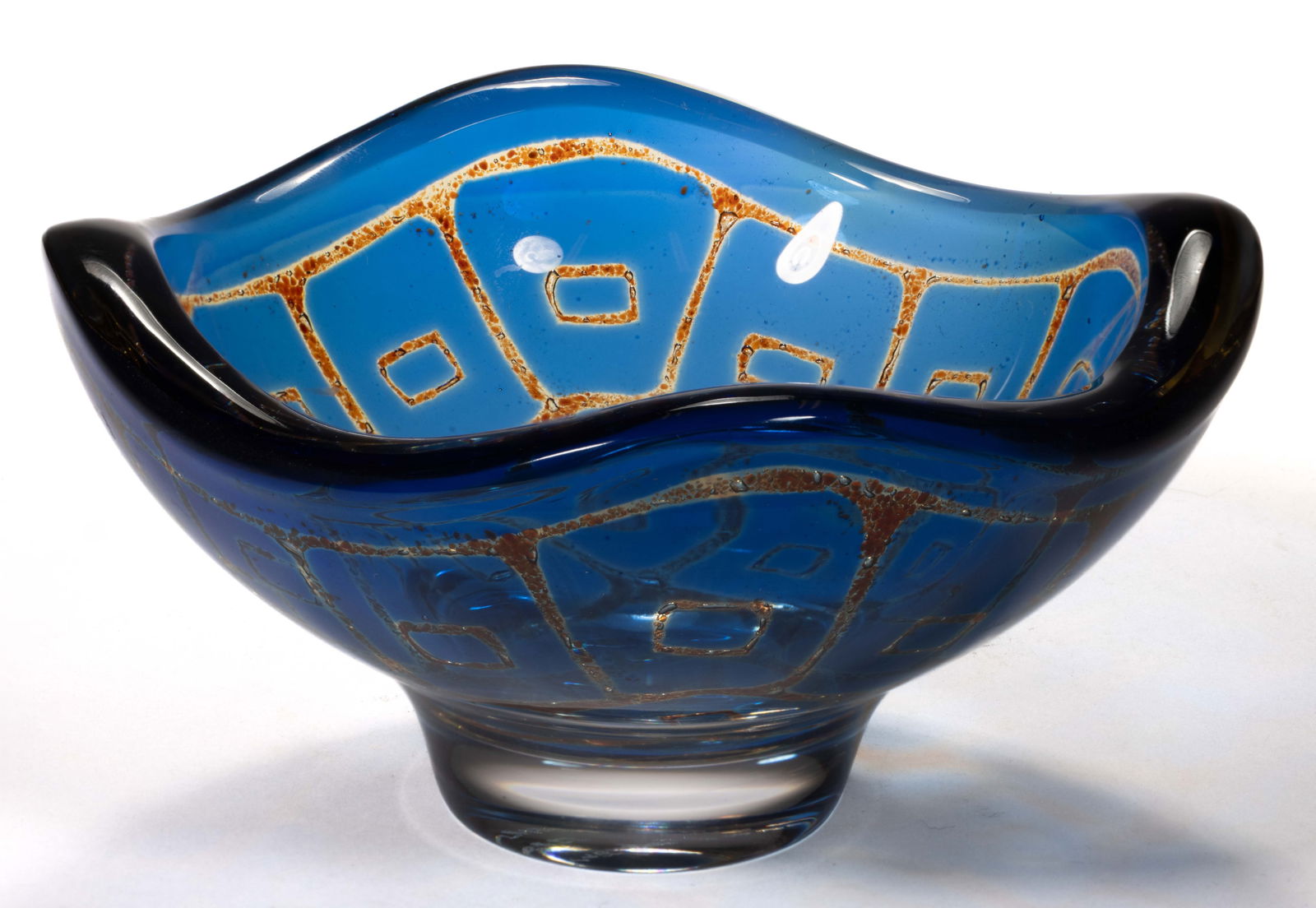 SVEN PALMQVIST (SWEDEN, 1906-1984) RAVENNA GRAAL STUDIO ART GLASS FOOTED DISH (1 of 3)