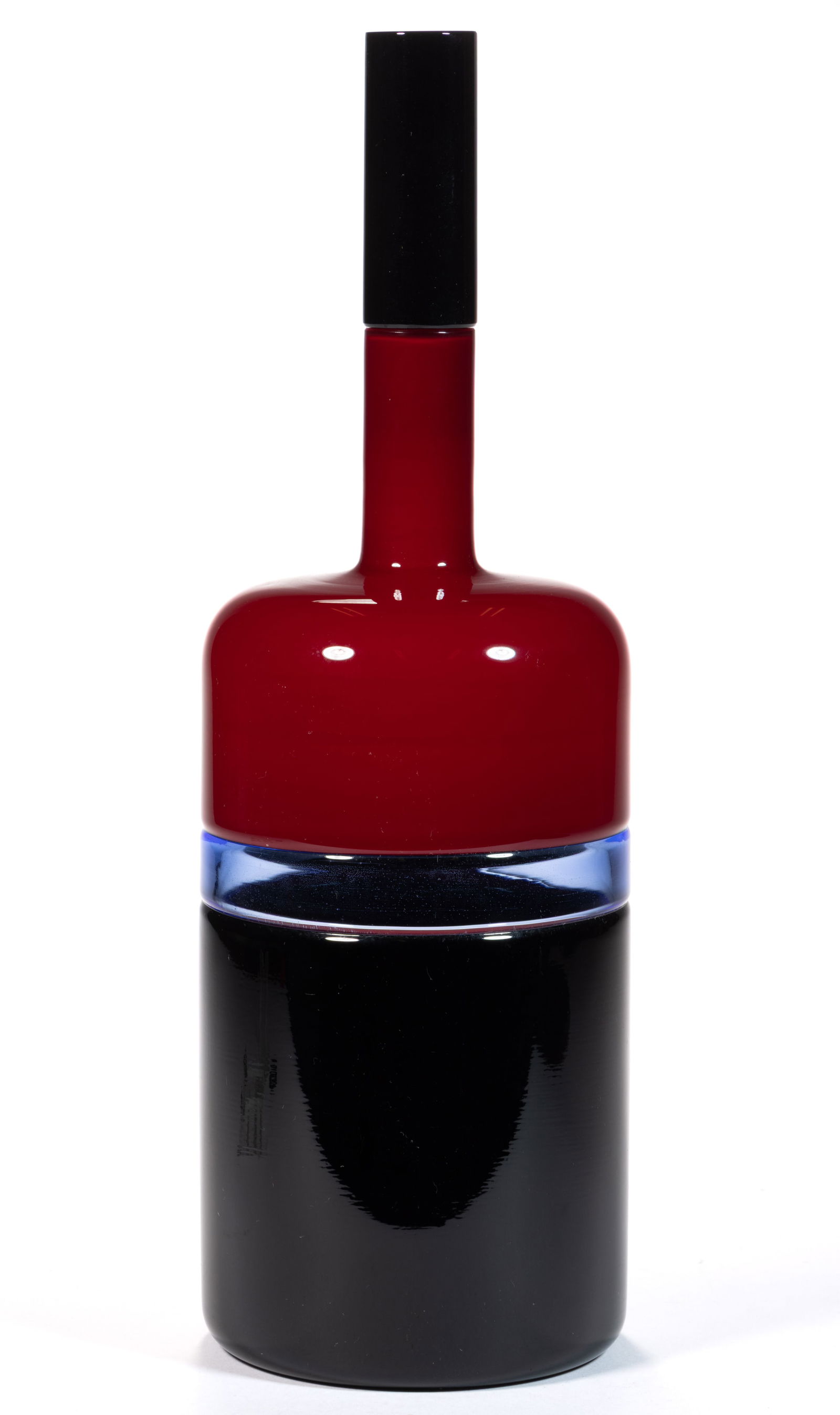 TIMO SARPANEVA (FINLAND, 1926-2006) TUULI VEINI INCALMO STUDIO ART GLASS BOTTLE VASE / DECANTER (1 of 3)