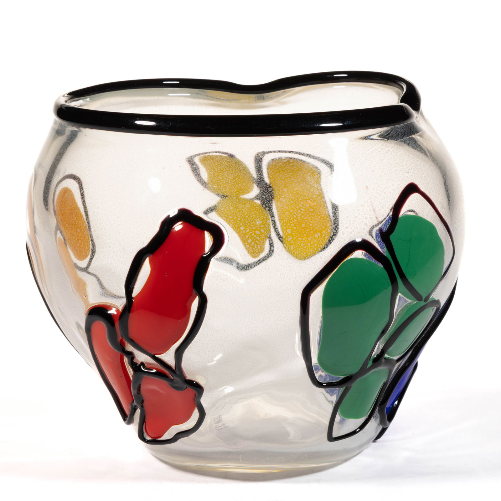 RICHARD LICATA (ITALIAN, 1929-2014) ABSTRACT APPLIED-DECORATED STUDIO ART GLASS VASE (1 of 5)