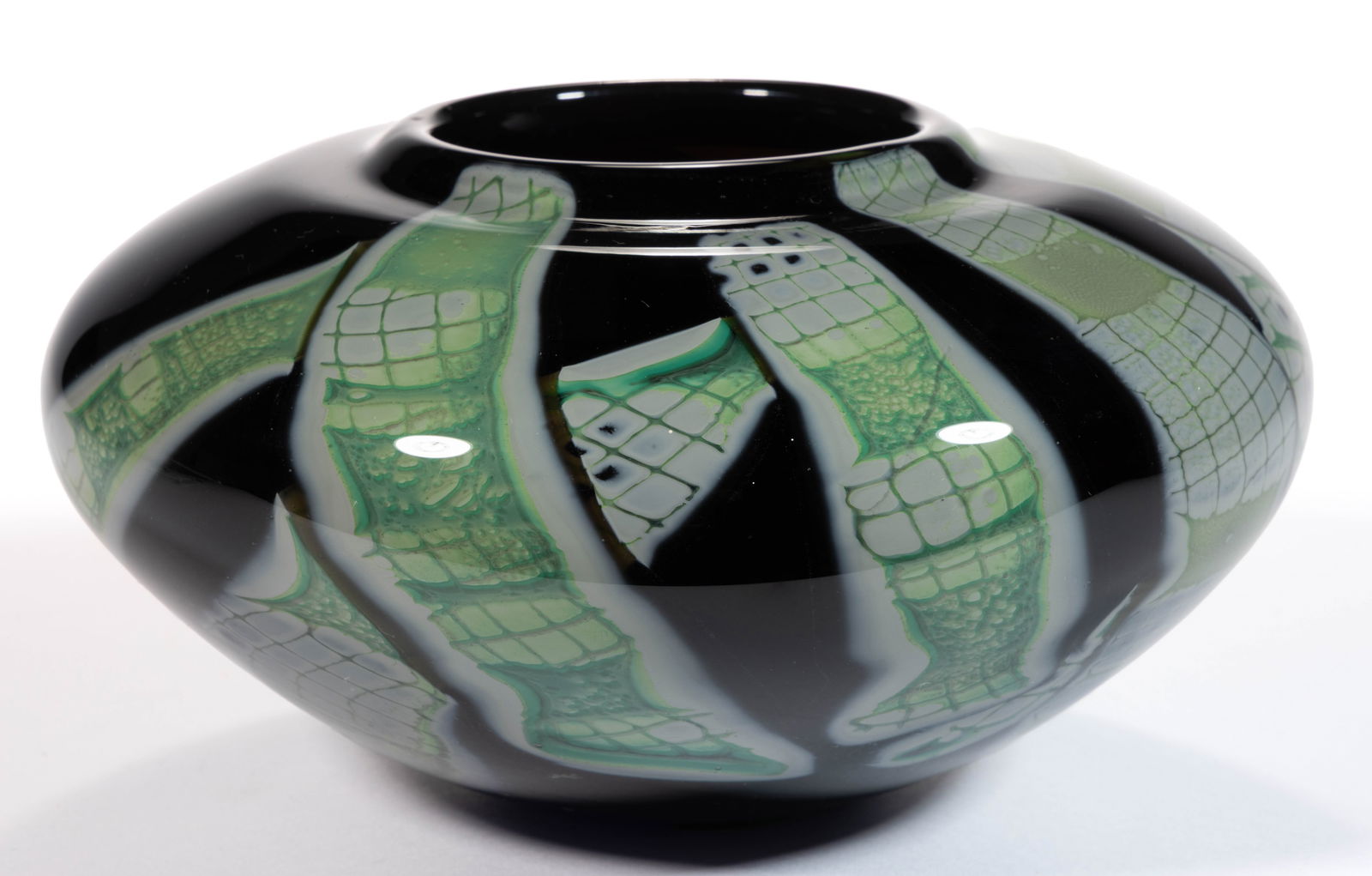 JON WOLFE (AMERICAN, B.1955) APPLIED PLAQUES STUDIO ART GLASS VASE (1 of 5)