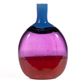KAJ FRANCK (FINNISH, 1911-1989) STRIPED ART GLASS FLASK VASE (1 of 4)
