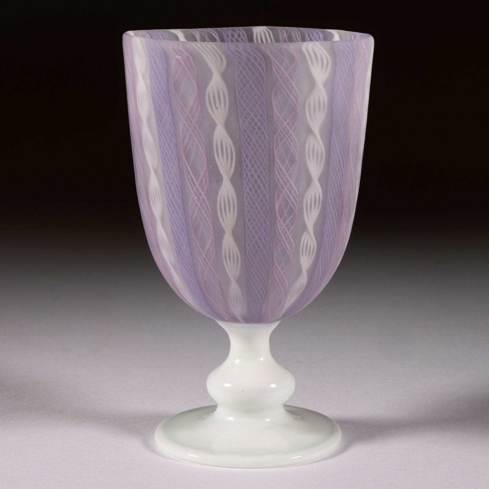 KYOHEI FUJITA (JAPANESE, 1921-2004) VENETIAN / MURANO-STYLE STUDIO ART GLASS LATTICINIO GOBLET (1 of 1)