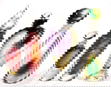 ASSORTED STUDIO ART GLASS PERFUME BOTTLES, LOT OF FOUR (1 of 3)