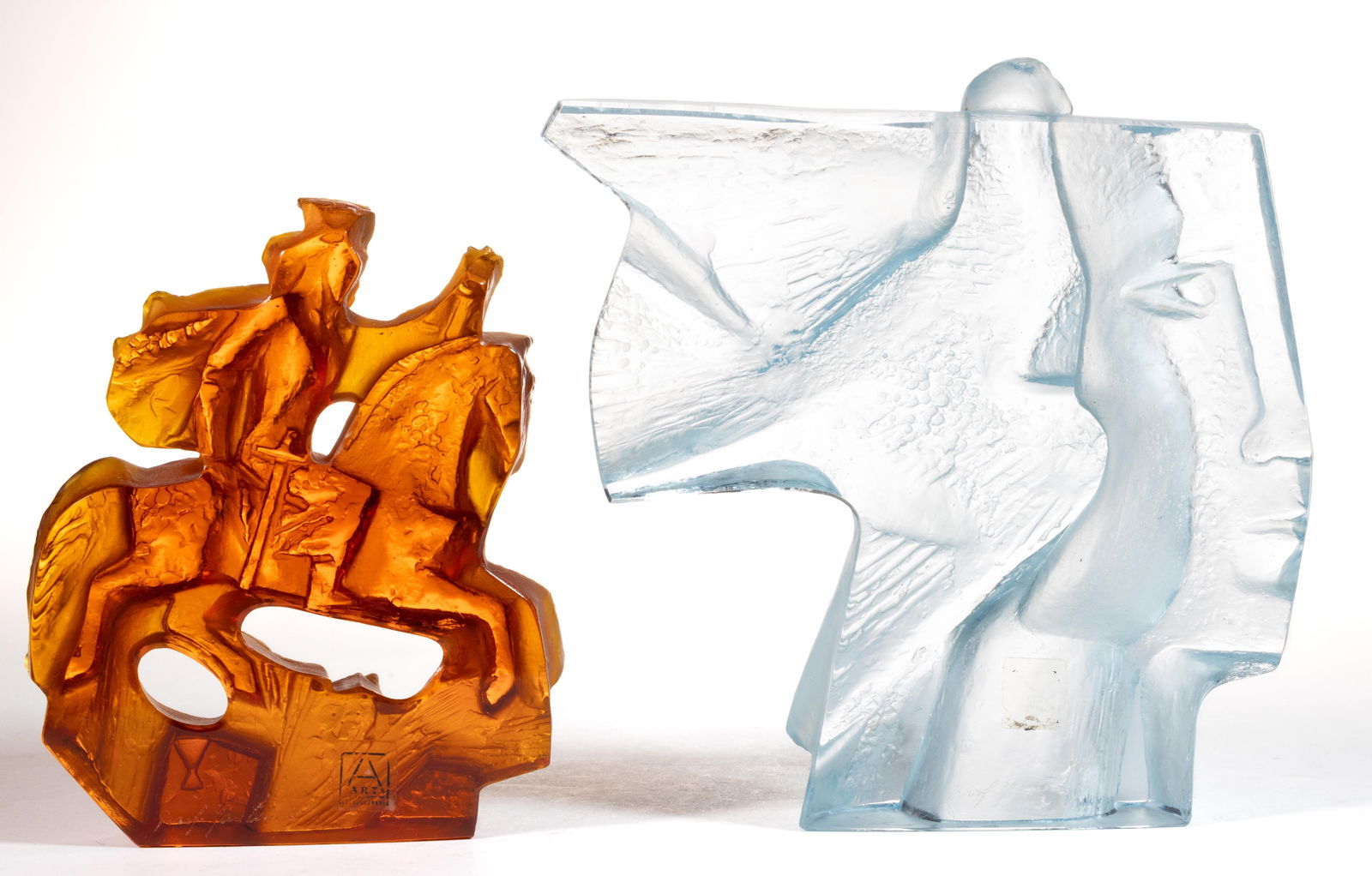 JAN CZERNY (1907-1978) CAST GLASS STUDIO ART GLASS SCULPTURES, LOT OF TWO (1 of 3)