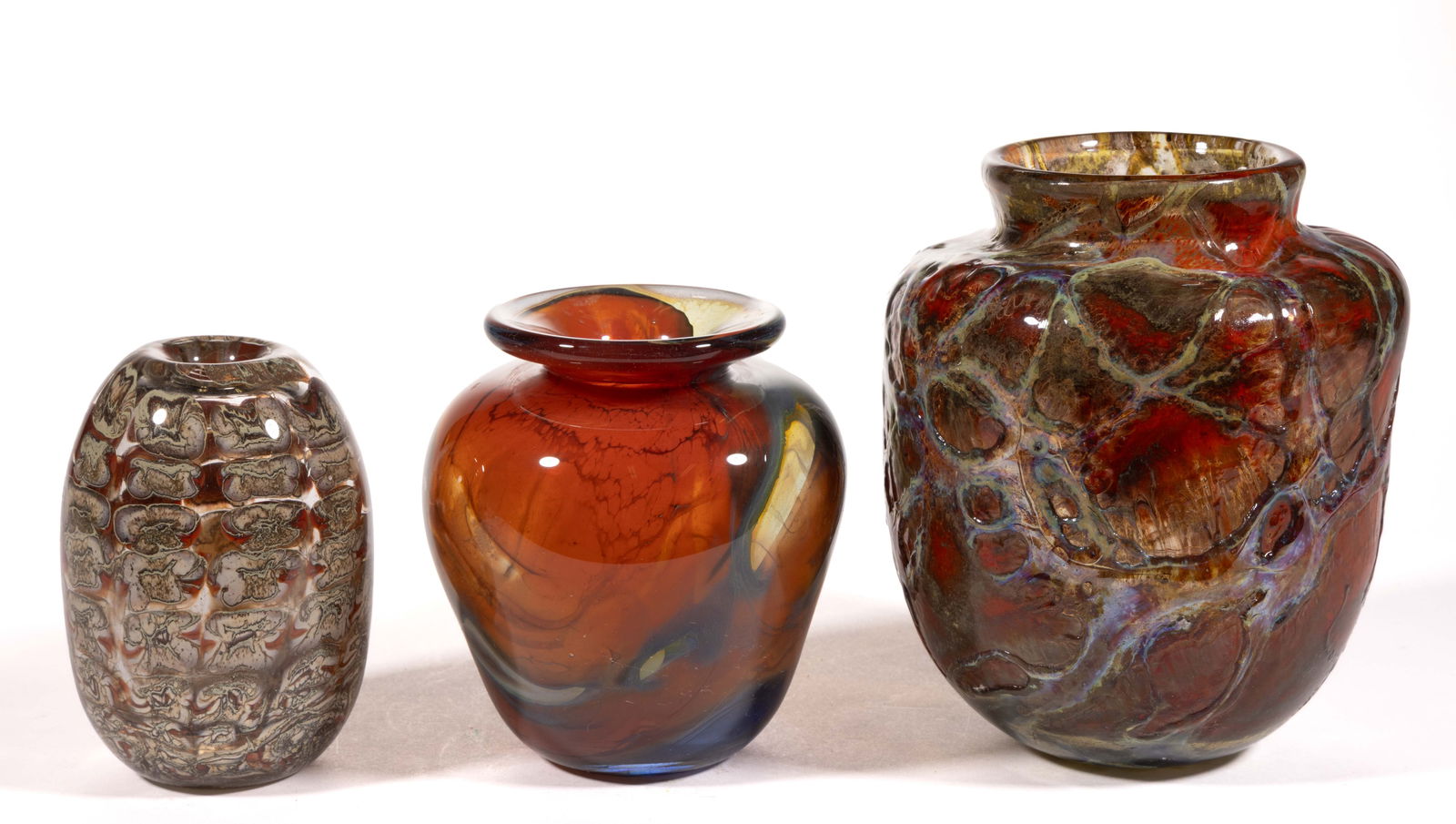 ASSORTED STUDIO ART GLASS VASES, LOT OF THREE (1 of 7)