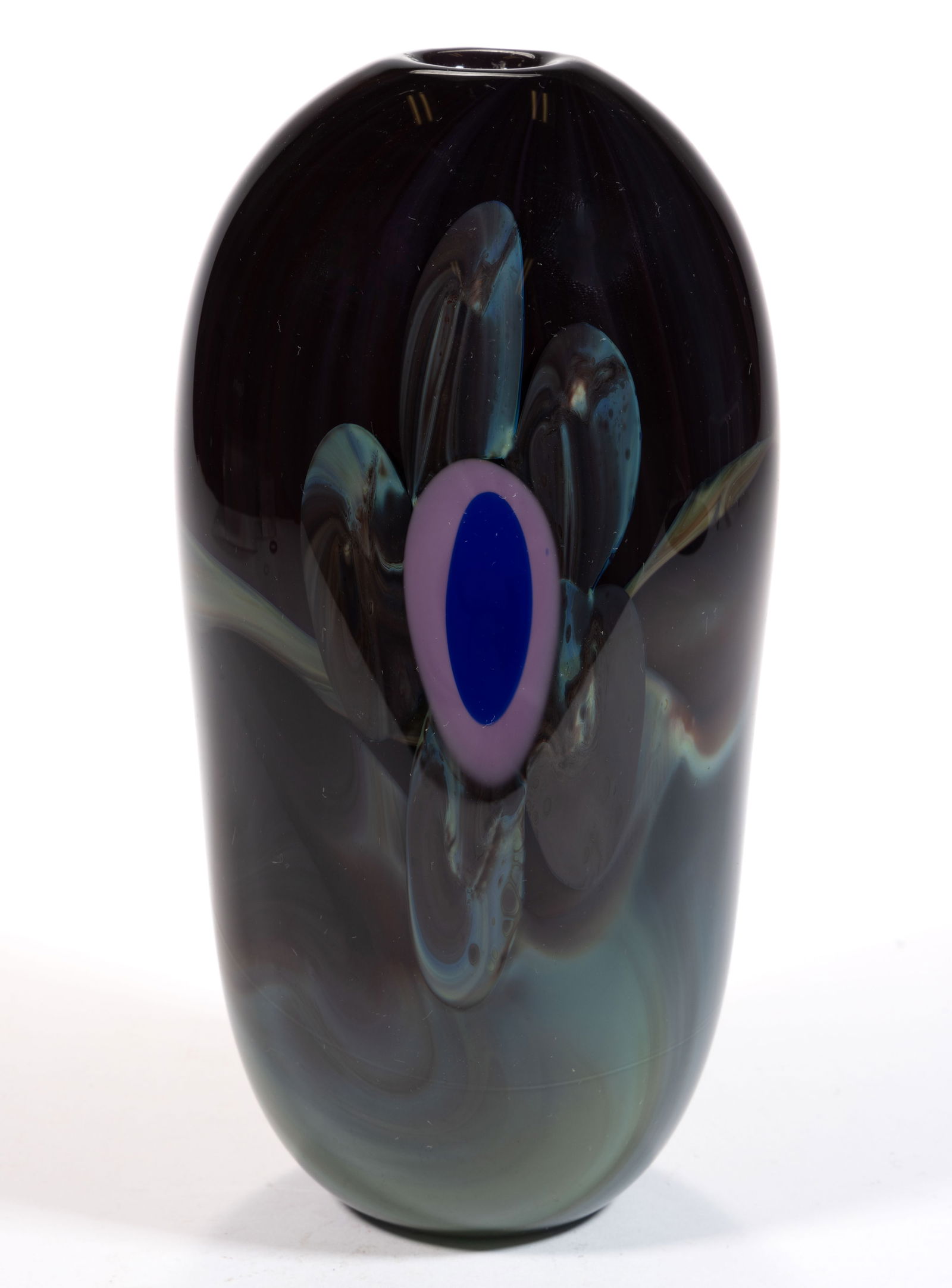 MICHAEL PAVLIK (CZECH, B. 1941) FLORAL MARBLED STUDIO ART GLASS VASE (1 of 5)