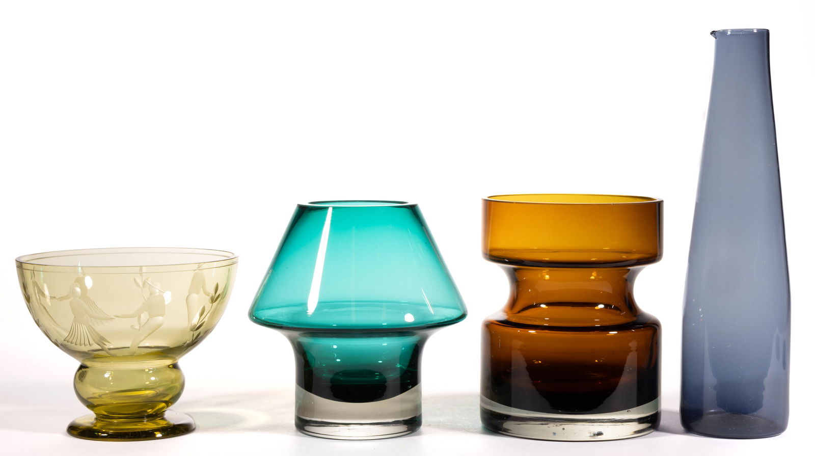 ASSORTED FINNISH MID-CENTURY MODERN ART GLASS ARTICLES, LOT OF FOUR (1 of 3)