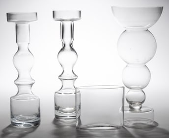 ASSORTED FINNISH MID-CENTURY MODERN GLASS ARTICLES, LOT OF FOUR