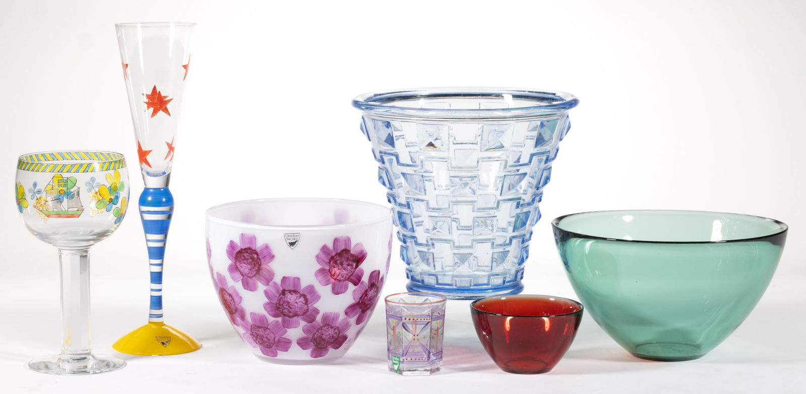 ORREFORS, SWEDEN STUDIO ART GLASS ARTICLES, LOT OF SEVEN (1 of 1)