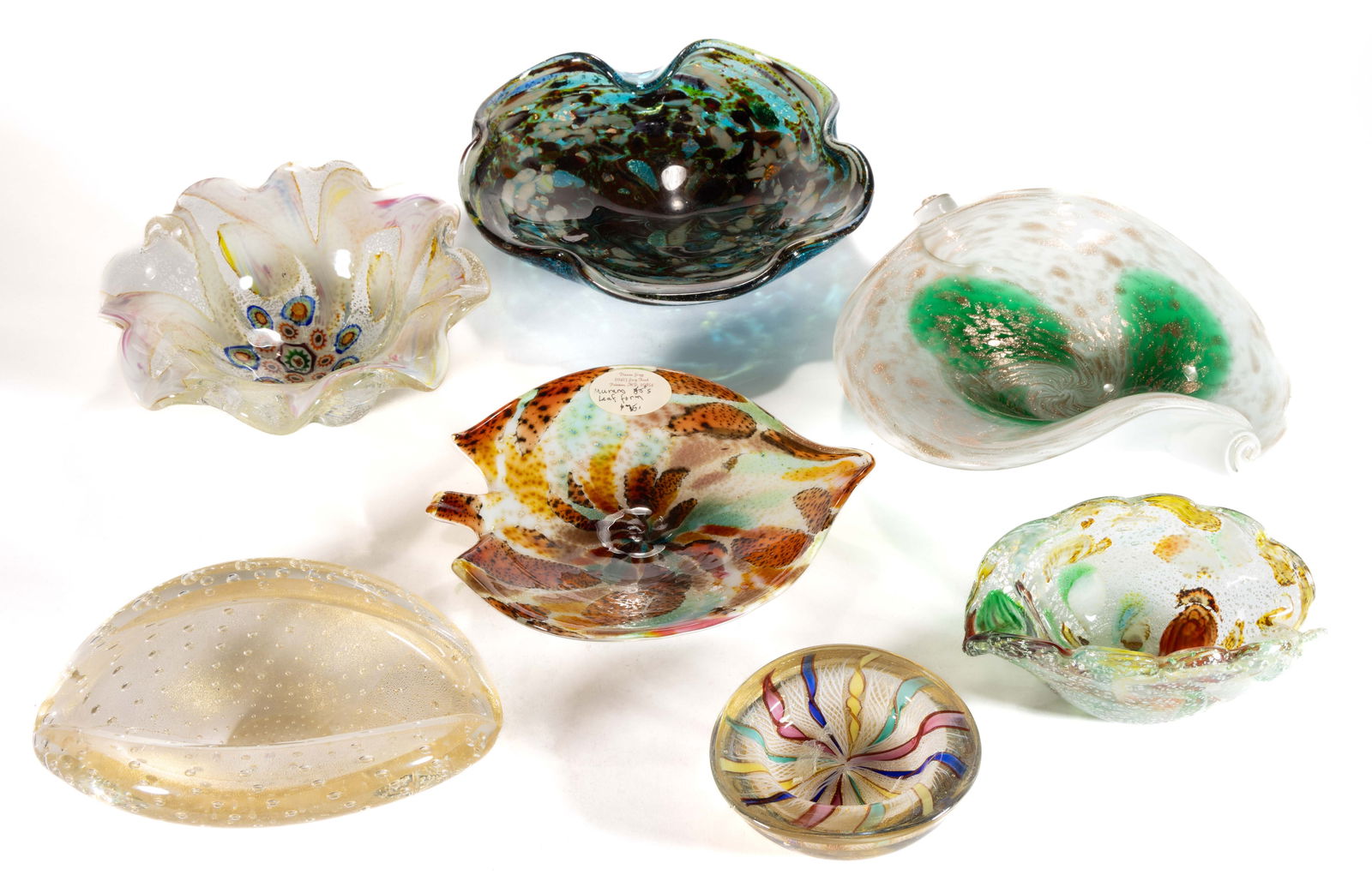 MURANO MID-CENTURY MODERN ART GLASS ARTICLES, LOT OF SEVEN (1 of 1)