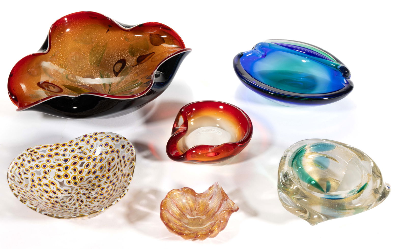 MURANO MID-CENTURY MODERN GLASS ARTICLES, LOT OF SIX (1 of 1)