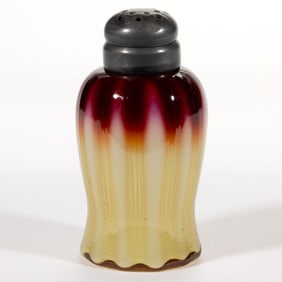 PLATED AMBERINA ART GLASS SALT SHAKER