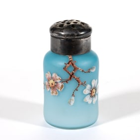 NEW ENGLAND ENAMEL DECORATION MINIATURE VARIANT ART GLASS SALT SHAKER