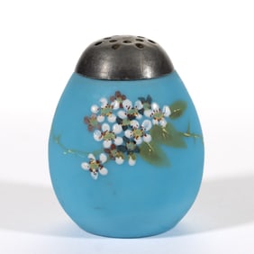 MT. WASHINGTON OPAQUE BLUE ART GLASS EGG FORM SALT SHAKER