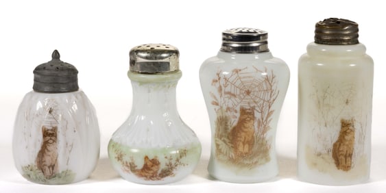 WAVE CREST CAT DECORATED SALT AND PEPPER SHAKERS, LOT OF FOUR