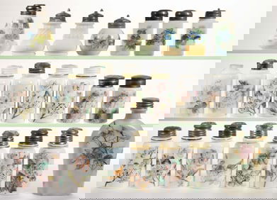 WAVE CREST DECORATED OPAL ART GLASS ARTICLES, LOT OF 23