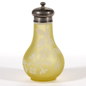 ENGLISH CAMEO FLORAL ART GLASS SALT SHAKER