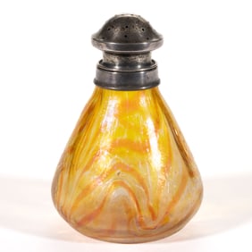 BOHEMIAN IRIDESCENT SWIRLED ART GLASS SALT SHAKER