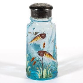 MOSER FISH POND SWIRL-OPTIC VARIANT ART GLASS SALT SHAKER
