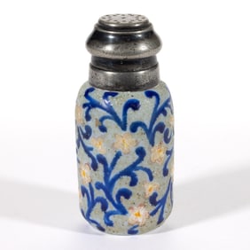 GERANIUM ENAMEL DECORATED ART GLASS SALT SHAKER