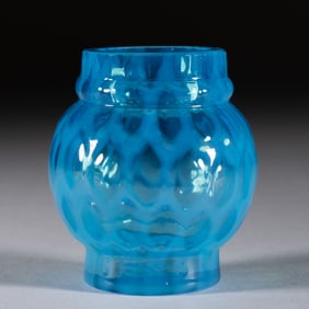 RARE UNIDENTIFIED HONEYCOMB LATTICE OPALESCENT GLASS TOOTHPICK HOLDER