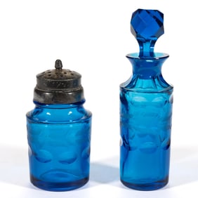 PAIRPOINT CUT AND ENGRAVED GLASS CONDIMENT ARTICLES, LOT OF TWO