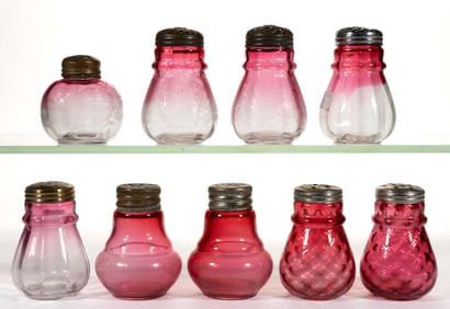 ASSORTED HOBBS VICTORIAN SALT AND PEPPER SHAKERS, LOT OF NINE