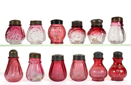 ASSORTED EAPG AND VICTORIAN SALT AND PEPPER SHAKERS, LOT OF 12